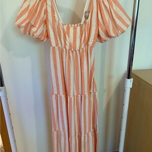 Show Me Your MuMu Peach and Cream Striped Dress